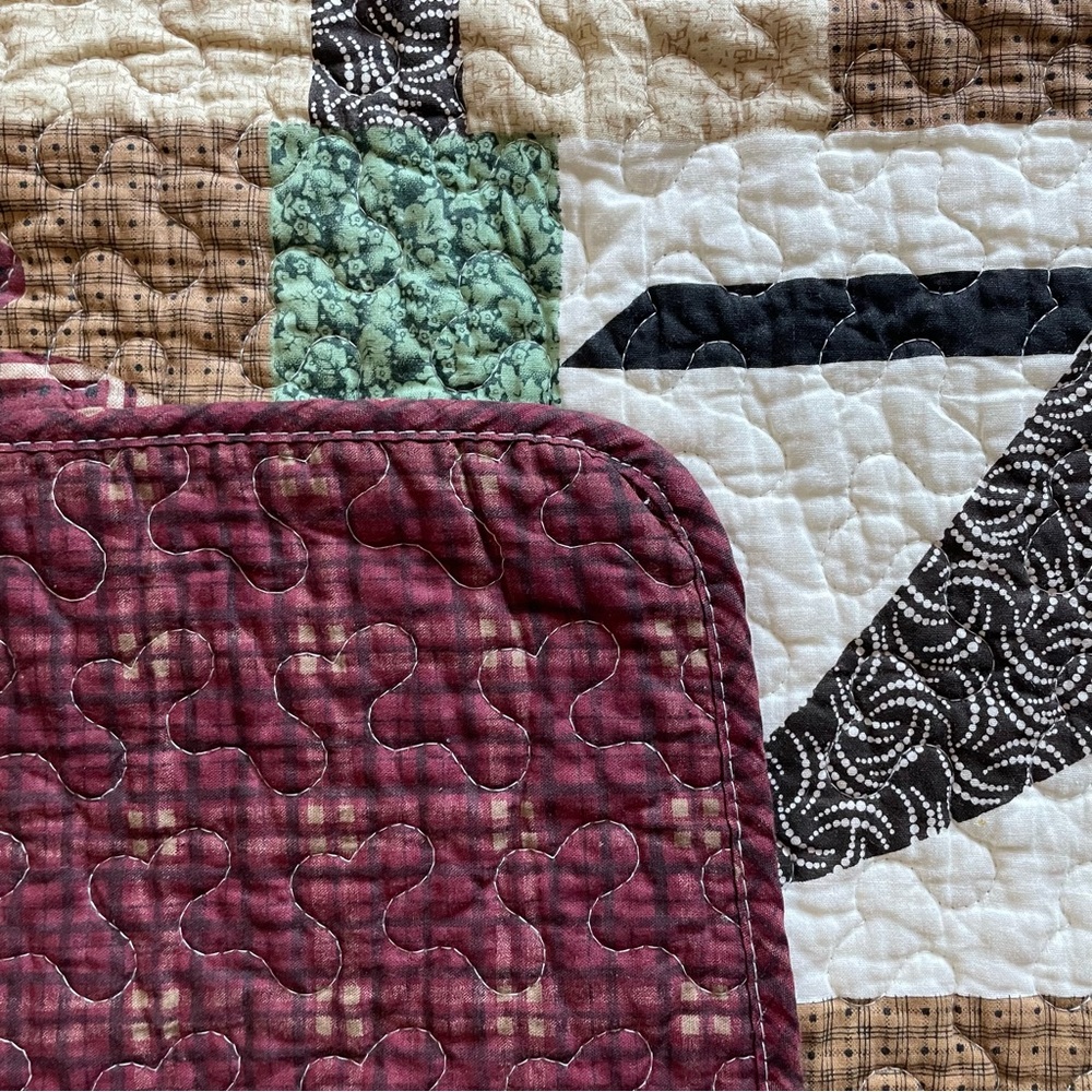 Patchwork Quilted 50x60" Throw Blanket Cabin Camping Cottage Rustic Nature Bear - Picture 7 of 8